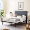 B110 Full Bed Beautiful line Stripe Cushion headboard Strong Iron Frame with high Temperature Paint view 1