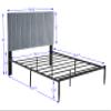 B110 Full Bed Beautiful line Stripe Cushion headboard Strong Iron Frame with high Temperature Paint view 2