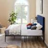 B110 King Bed Beautiful line Stripe Cushion headboard Strong Iron Frame with high Temperature Paint view 3