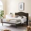 B111 Queen Bed Beautiful line Stripe Cushion headboard Strong Iron Frame with high Temperature Paint view 1