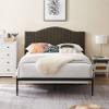 B111 Queen Bed Beautiful line Stripe Cushion headboard Strong Iron Frame with high Temperature Paint view 4