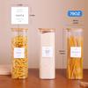 CZZGSM 3 Pack Square Kitchen Storage Jars with Airtight Bamboo Lids and 132 Pantry Labels - 80oz Glass Canisters with Wood Lids - Food Storage Containers for Spaghetti, Pasta, Fettuccine view 4