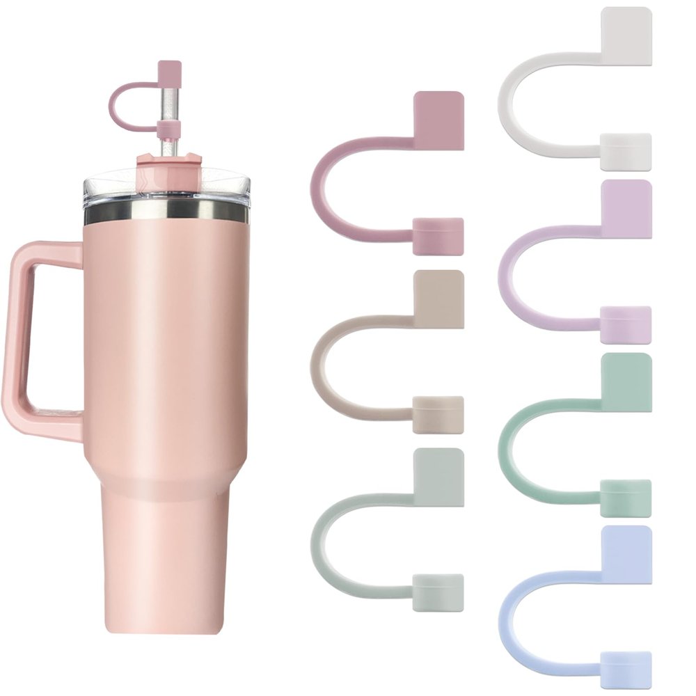 7Pcs 0.4in/10mm Diameter Silicone Straw Covers Cap Compatible with Stanley 20 30&40 Oz Cup, Straw Toppers for Stanley 40 Oz Tumbler with Handle, Dust-Proof Straw Caps for Water Bottle