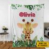 Kids Custom Blanket with Name Giraffe Customized Fleece Blanket Nursery Gift for Baby Girls Boys Super Soft Flannel Blanket Comfy Cozy Throw Blanket Decor Room Birthday Christmas Sofa Couch view 4