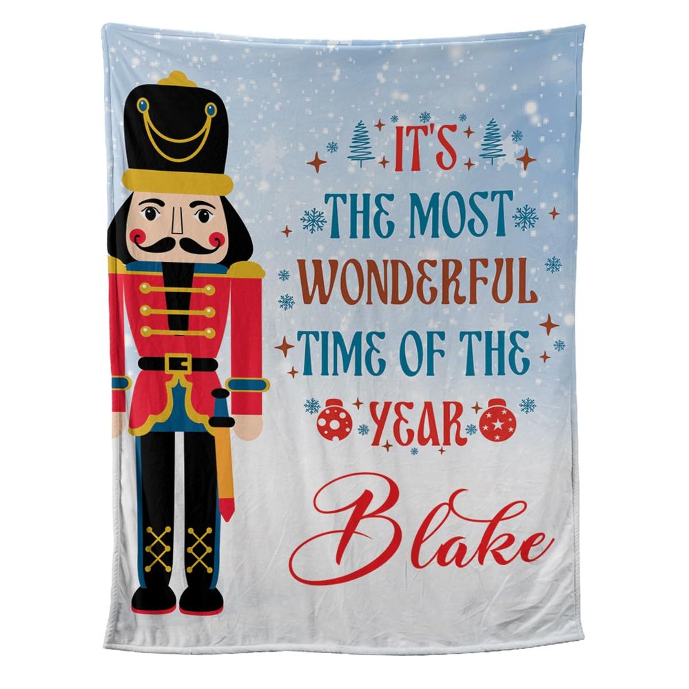 Custom Nutcracker Christmas Blanket It's The Most Wonderful Time of The Year Fleece Blanket Custom Name Blankets Christmas Fleece Blanket Super Soft Flannel Blanket Comfy Cozy Throw Blanket Decor