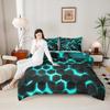 Erosebridal Teal Black Boys Comforter Sets Twin Neon Turquoise Geometric Honeycomb Bedding Sets Hexagon Bed Comforter Set Modern Fashion Geometrical Quilt Reversible Black 1 Pillow Case view 3