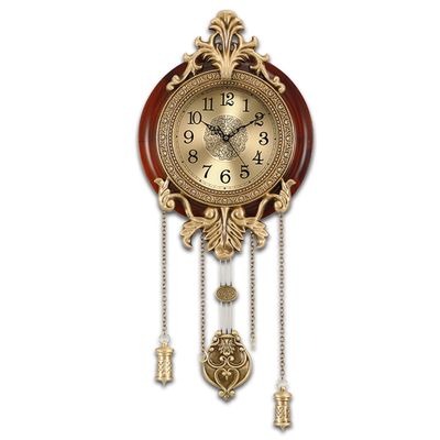 Aero Snail Brown Vintage Pendulum Wall Clock, Solid Wood Hanging Clock, Silent Non Ticking Quartz Movement, Analog Watch for Home Office Kitchen Classroom, W205BX14