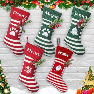 Set of 5 Personalized Christmas Stockings,Christmas Stockings with Names,Custom Embroidered Name Christmas Stockings Fireplace Hanging Stockings Hanging Decoration