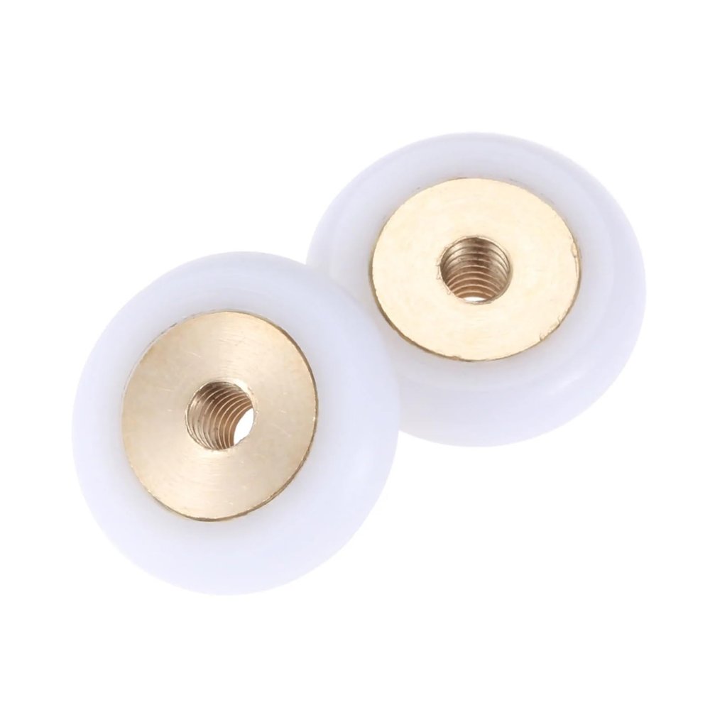 SBTRKT 2/4pcs Bath Shower Door Rollers/Runners Wheels Pulleys 18mm Dia Wheel Bathroom Replacement Part Enclosures Cabins Brass+Plastic (Color : 2pcs)
