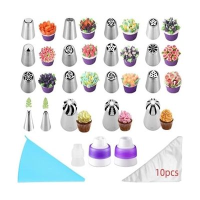 Cake Piping Tips Cake Piping Tips Stainless Steel 31pcs Cake Decorating Baking Supplies Kit Piping Nozzles Flower Shaped Cake Nozzles Set Portable