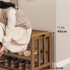 HOBIBA Organizer Living Room Shoe Bench Entryway with Cushion 2-Tier Shoe Cabinet Bench with Storage Cubbies, for Indoor Entrance Hallway Bedroom (Size:20x11x18in) view 3