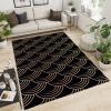 3D Modern Simplicity Bedroom Rug, Golden Yellow Abstract Wavy Curved Lines Apartment Carpet, Non-Slip Mat Pattern Clear Comfortable Feet Apply to Hotels Entrance Door,69ft/180 * 270cm view 1
