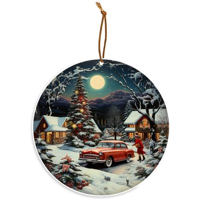 1950s Christmas Valley Christmas Tree Ornament/Rear View Mirror Hanging Ornament - Car Mirror Hanging Accessories