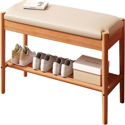 HOBIBA Organizer Entryway Shoe Bench Shoe Storage Cabinet Bench with Cushion, Storage Bench Shoe Rack Hallway Living Room, Bedroom Corner (Size:24in,Color:B)
