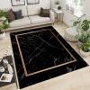 3D Black Marble Area Rugs, Golden Square Geometric Pattern Apartment Carpet, Bedroom Rug Fine Fluff Easy Care Apply to Farmhouse Bedroom Area Home Decor,69ft/180 * 270cm view 1