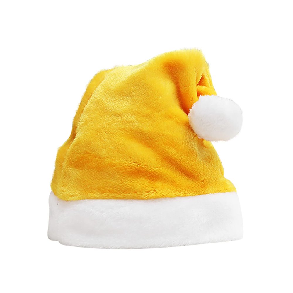 Christmas Hat, Santa Hat, Xmas Holiday Hat for Adults, Unisex Adult Santa Claus Hats for Women Yellow