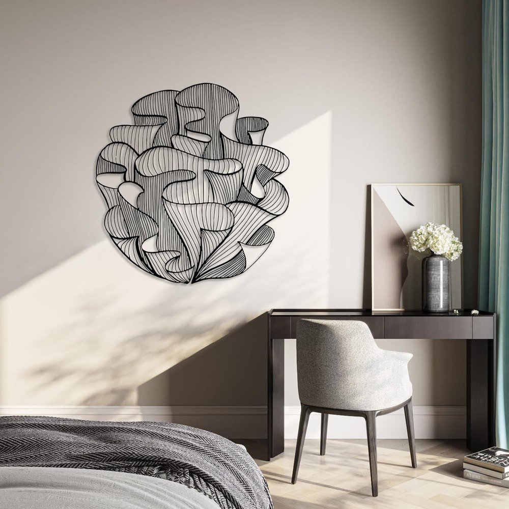 Abstract Metal Wall Art, Modern Metal Wall Art, Metal Wall Art Decor, Lines Metal Wall Art, Home Decor, Metal Wall Art for Bedroom, Irregular Metal Wall Decor, Housewarming Gift (30 x 30 inch | 76 x 76 cm, Black)