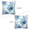 BTCOWZRV Corduroy Throw Pillow Cover 20"X20" Square Decorative Pillowcase Blue Flower Floral Pattern Roses Double-Sided Print Cushion Covers for Couch Bed Sofa Living Room view 3