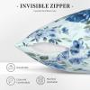 BTCOWZRV Corduroy Throw Pillow Cover 20"X20" Square Decorative Pillowcase Blue Flower Floral Pattern Roses Double-Sided Print Cushion Covers for Couch Bed Sofa Living Room view 4