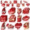 Anglechic 36 Pcs Valentine's Day Wood Ornaments Valentines Tree Decorations Valentines Wooden Hanging Ornament Love Heart Gnomes Wood Cutouts Pendant for Small Tree Valentine's Day Home Party Decor view 1