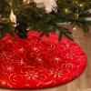 Amidaky Christmas Tree Skirt Red 48 inch Gold Christmas Tree Skirt Snowflakes Faux Fur for Xmas Holiday Home Party view 1