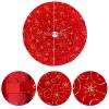 Amidaky Christmas Tree Skirt Red 48 inch Gold Christmas Tree Skirt Snowflakes Faux Fur for Xmas Holiday Home Party view 4