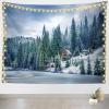 Loccor Winter Wall Tapestry 60''x50'' Snowy Forest Lake Mountain Wall Hangings Winter Natural Scene Tapestries for Home Living Room Bedroom Wall Decor view 1