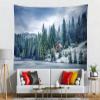 Loccor Winter Wall Tapestry 60''x50'' Snowy Forest Lake Mountain Wall Hangings Winter Natural Scene Tapestries for Home Living Room Bedroom Wall Decor view 2