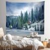 Loccor Winter Wall Tapestry 60''x50'' Snowy Forest Lake Mountain Wall Hangings Winter Natural Scene Tapestries for Home Living Room Bedroom Wall Decor view 3