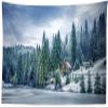 Loccor Winter Wall Tapestry 60''x50'' Snowy Forest Lake Mountain Wall Hangings Winter Natural Scene Tapestries for Home Living Room Bedroom Wall Decor view 4
