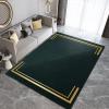 3D Modern Minimalist Living Room Rugs, Golden Geometric Lines Border Black Apartment Carpet, Area Rug Do Not Fade Pattern Clear Apply to Door Mats Porch Hotels,34ft/90 * 120cm view 3