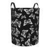 Yssammns Laundry Hamper, Pretty Black and White Butterflies Pattern Round Laundry Basket Storage Baskets Collapsible Organizer Basket, for Bedroom, Bathroom, Toys Storage Small view 2
