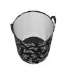 Yssammns Laundry Hamper, Pretty Black and White Butterflies Pattern Round Laundry Basket Storage Baskets Collapsible Organizer Basket, for Bedroom, Bathroom, Toys Storage Small view 3