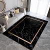 3D Black Marble Area Rugs, Golden Square Geometric Pattern Apartment Carpet, Bedroom Rug Fine Fluff Easy Care Apply to Farmhouse Bedroom Area Home Decor,46ft/120 * 180cm view 2
