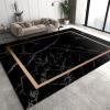 3D Black Marble Area Rugs, Golden Square Geometric Pattern Apartment Carpet, Bedroom Rug Fine Fluff Easy Care Apply to Farmhouse Bedroom Area Home Decor,46ft/120 * 180cm view 3