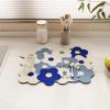 Kitchen Dish Drying Mat, Flowers Pattern Diatomite Absorbent Drainer Mat, Coffee Machine Countertop Quick-Drying Mat Insulation Pad Sink Mat (2pcs,Blue Flowers) view 1