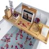 Bath Board Caddy Shelf Bamboo Over Bath Tray Rack Bathtub Storage Wood Bath Table for Phone Extendable Bath Shelf with Bookshelf and Wine Glass Holder Bath Stand Attachment for Home Hotel view 1