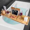 Bath Board Caddy Shelf Bamboo Over Bath Tray Rack Bathtub Storage Wood Bath Table for Phone Extendable Bath Shelf with Bookshelf and Wine Glass Holder Bath Stand Attachment for Home Hotel view 3