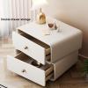 Nightstand with Drawer, Modern Rotatable Bed end Table, Storage Bedside Desk Table, Side Cabinet, Wood Small Bedroom Furniture, Microfiber Leather Wrap (Color : Light Grey, Size : 45x40x48cm) view 4