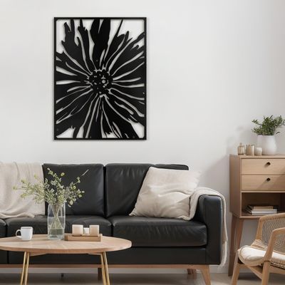 SIGNLEADER Metal Wall Art Decor Tropical Leaf Minimalist Modern Abstract Wall Sculpture Hangings Home Decoration for Living Room, Bedroom, Bathroom, Kitchen, Outdoor - 24" Black