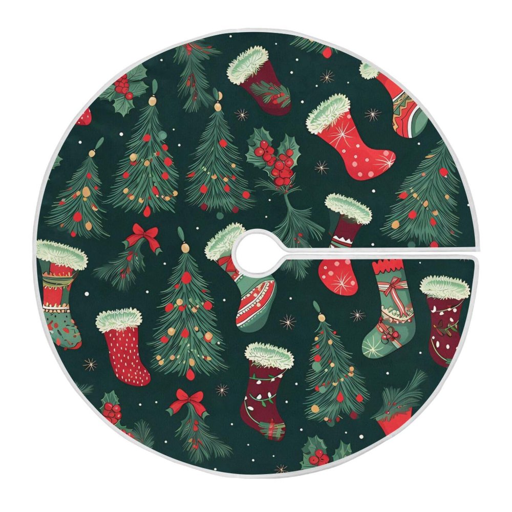 ALAZA Pine Tree Socks Merry Christmas Christmas Tree Skirt Decoration for Merry Christmas Party Decorations Holiday Xmas 35.4 Inches