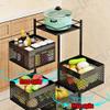 Kitchen Baker Rack 360 Storage Rack Rotating Trolleys Mobile Floor Multi-Layer Vegetable Fruit Basket Hollow 4F () view 3