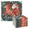 ALAZA Deer Santa Claus Merry Christmas Flower 6 Pack Kitchen Towels Dish Bar Tea Towel Dishcloths Fast Drying Super Soft 11 x 11 inches view 1
