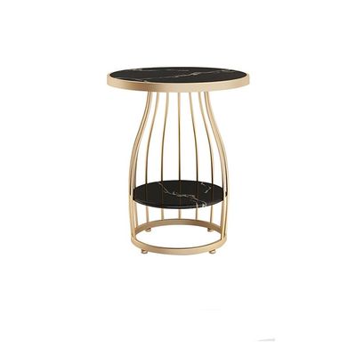 Round End/Side Table 635035cm Marble Top with Marble Effect/Metal Frame for Living Room Study Room Bedroom C (B)