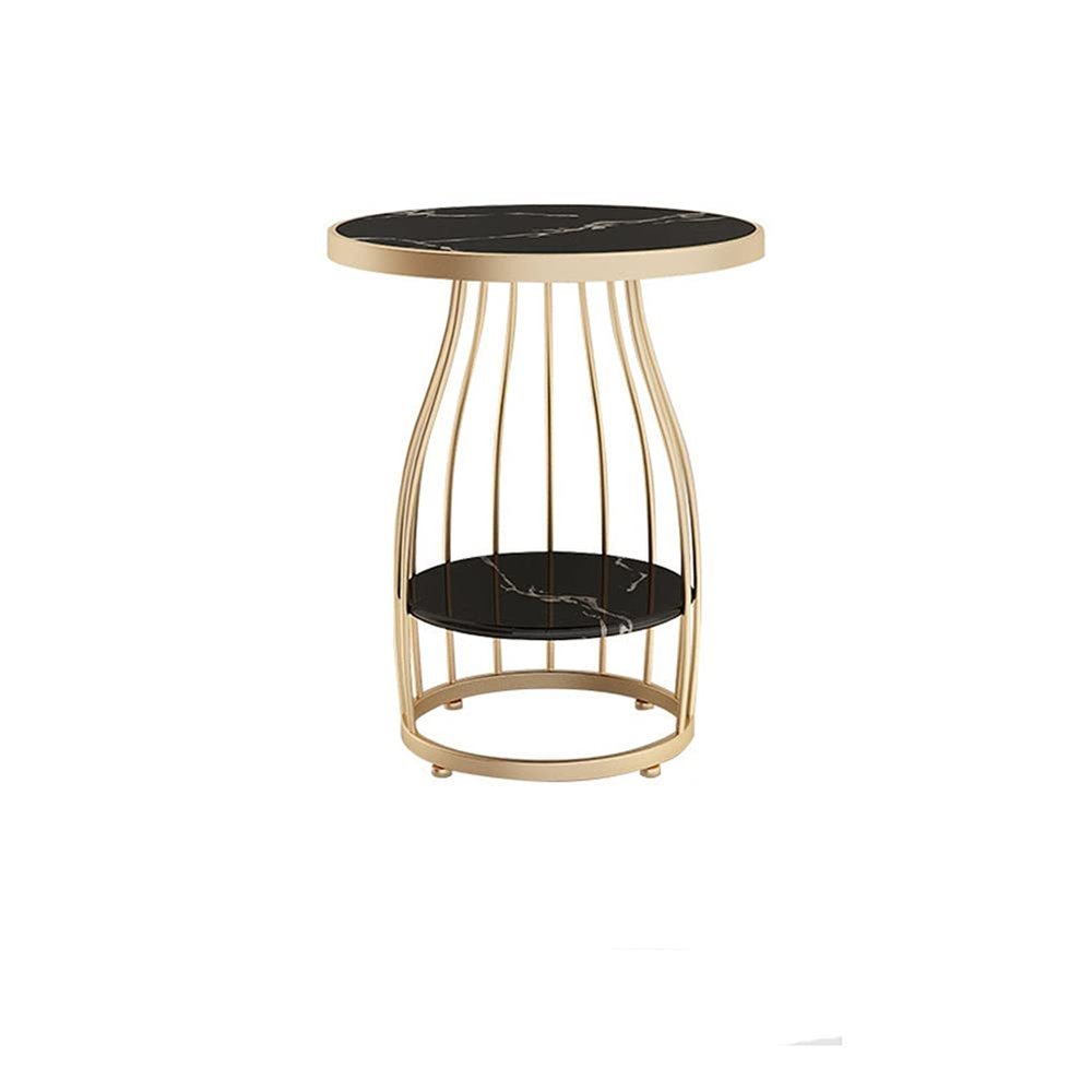 Round End/Side Table 635035cm Marble Top with Marble Effect/Metal Frame for Living Room Study Room Bedroom C (B)