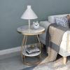 Round End/Side Table 635035cm Marble Top with Marble Effect/Metal Frame for Living Room Study Room Bedroom C (B) view 2