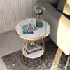 Round End/Side Table 635035cm Marble Top with Marble Effect/Metal Frame for Living Room Study Room Bedroom C (B) view 3