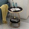 Round End/Side Table 635035cm Marble Top with Marble Effect/Metal Frame for Living Room Study Room Bedroom C (B) view 4