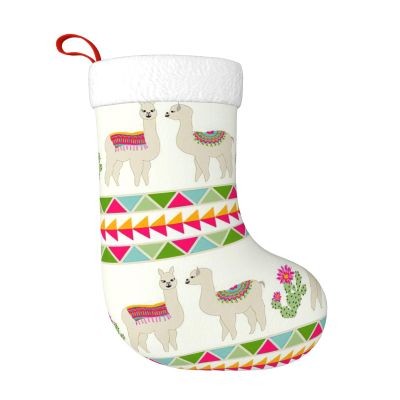 WURTON Christmas Stocking Llama and Cactus Print Xmas Stockings for Party Decor Family Holiday Hanging Stockings