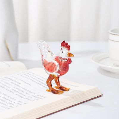2PCS Coloured Glaze Animal Roosters Figurine Fortune Home Decorations,Fengshui Lucky Crafts Ornament for Home Office Decoration New Year Birthday Gifts (Red)